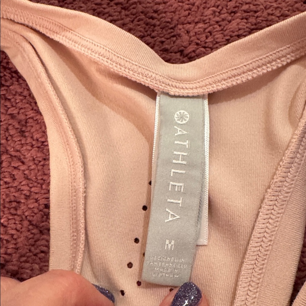 Athleta Light Pink Shanti Laser-Cut Racerback Tank M - Picture 6 of 7